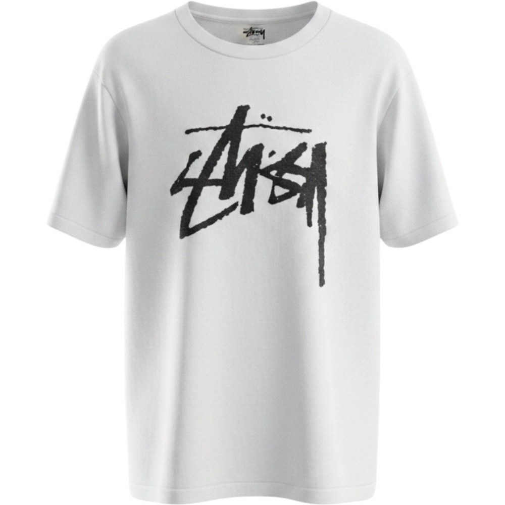 Stussy Mens White Graphic Logo T-Shirt Short Sleeve Crew Neck XXL Streetwear